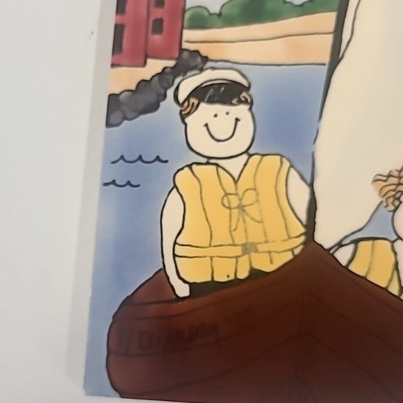 H&R Johnson Tiles Made In England Boat Summer Day Beach Decorative Tile Hanging - Picture 13 of 14
